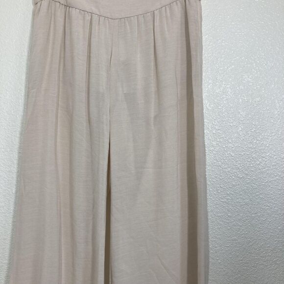 Intermix Pants Womens Petite Beige Khaki Sheer Wide Leg High Waist Viscose Wool - Picture 3 of 13